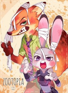 ​《疯狂动物城》角色尼克、朱迪本来就挺可爱！被这位插画师一画好像更萌了！