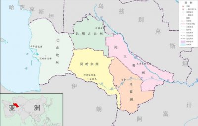 ​新疆以西的中亚五国高清地图